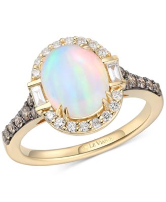 Le Vian - Opal (1-1/5 ct. t.w.), Vanilla Diamond (1/4 ct. t.w.) & Chocolate Diamond (1/4 ct. t.w.) Halo Ring in 14k Honey Gold