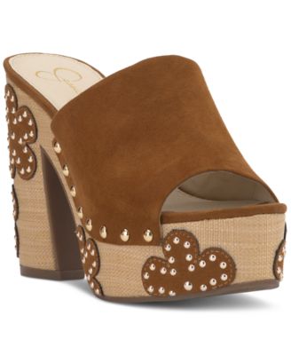 Jessica Simpson - Women's Shelbie Floral Wood Heeled Platform Sandals
