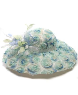 August Hats - Floral Overlay Extra-Wide Brim Dressy Hat