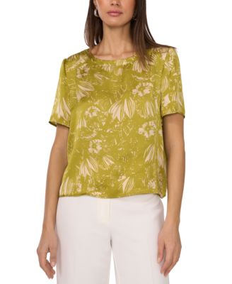 Vince Camuto - Women's Printed Short-Sleeve Round-Neck Top