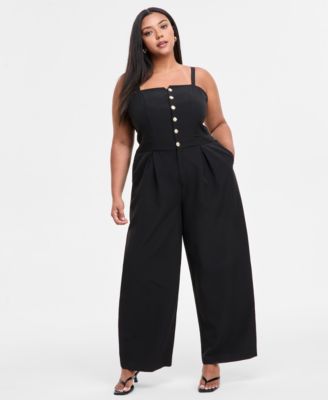 Bar III - Plus Size Straight-Neck Strapless Jumpsuit