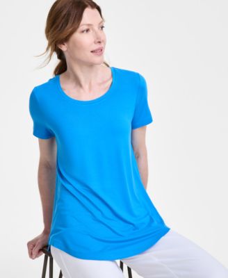 JM Collection - Petite Solid Knit Short-Sleeve Top