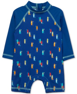 Little Me - Baby Boys Surf-Print Long-Sleeve Rash Guard One-Piece