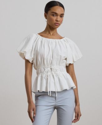 Lauren Ralph Lauren - Women's Eyelet Cotton Voile Peplum Blouse