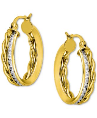 Giani Bernini - Cubic Zirconia Channel-Set Hoop Earrings (3-1/4 ct. t.w.) in 18k Gold over Sterling Silver