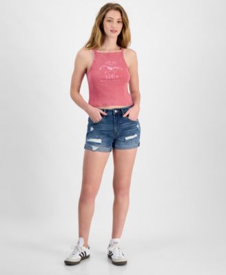Madden Girl - Juniors' Festival High-Rise Distress Shorts