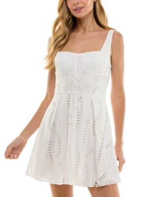 SENI & CADE - Juniors' Cotton Eyelet Fit & Flare Mini Dress