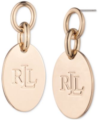 Lauren Ralph Lauren - Polished Logo Oval Disc Link Drop Earrings
