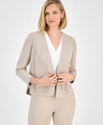 Kasper - Women's Diagonal-Stitch Cardigan, Regular & Petite