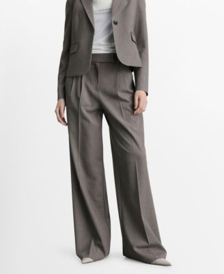 MANGO - Women's Wide Leg Suit Trousers