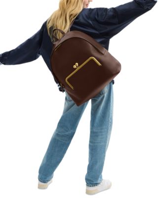 COACH - Leather Kisslock Large Frame Backpack