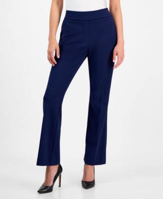 AK Anne Klein - Petite Pull-On Straight-Leg Slash-Pocket Pants
