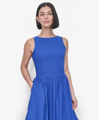 DKNY - Women's Sleeveless Boat-Neck Midi Dress