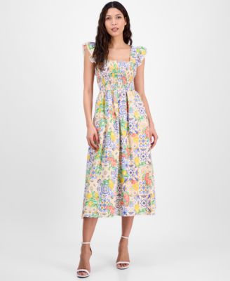 Anne Klein - Women's Printed Cotton Sleeveless Midi Dress