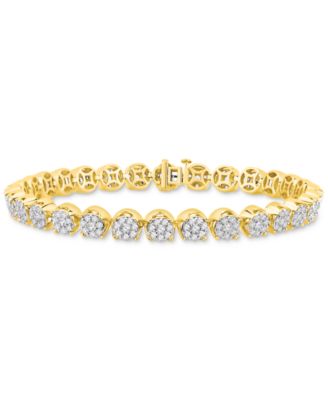 Macy's - Men's Diamond Cluster Link Tennis Bracelet (5 ct. t.w.) in 10k Gold