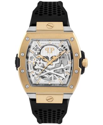 Philipp Plein - Men's Automatic The Skeleton 2.0 Black Silicone Strap Watch 44mm