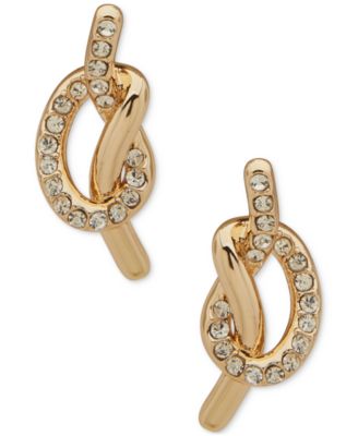 DKNY - Gold-Tone Pav&eacute; Crystal Knot Stud Earrings
