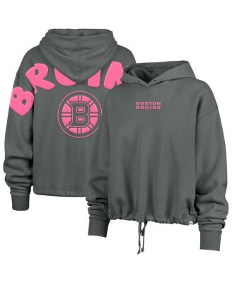 '47 Brand - 47 Brand Women's Gray Boston Bruins Bright Side Venice Cropped Pullover Hoodie