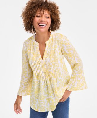 Style & Co - Women's Floral-Print Pleated 3/4-Sleeve Top