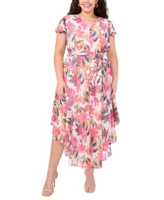 Vince Camuto - Plus Size Printed Flutter-Sleeve Maxi Dress