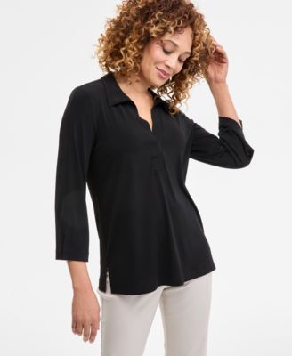 JM Collection - Petite Johnny-Collar Tunic, Exclusively at Macy's