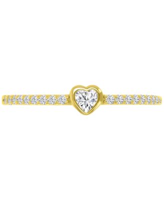 Macy's - Cubic Zirconia Heart Promise Stack Ring in 14k Gold-Plated Sterling Silver