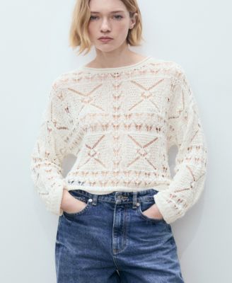 MANGO - Women's Oversized Openwork Knitted Sweater
