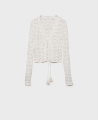 MANGO - Women's Crochet Bow closure Cardigan