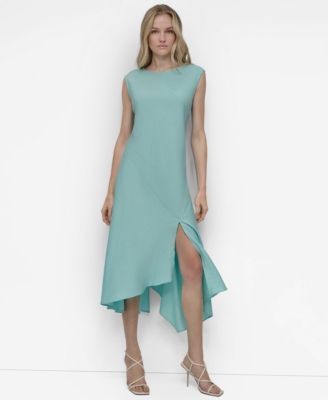 DKNY - Women's Sleeveless Side-Slit Asymmetric-Hem Dress