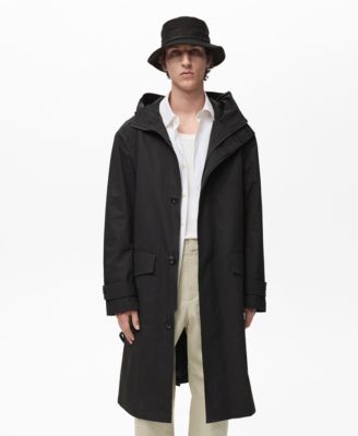 MANGO - Men's Belt And Hood Trench Coat