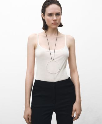 MANGO - Women's Thin Straps Silk Top