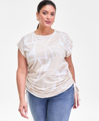 I.N.C. International Concepts - Plus Size Printed Side-Tie Sleeveless Top