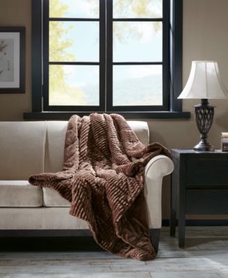 Madison Park - Parker 60" x 70" Corduroy Plush Down-Alternative Throw