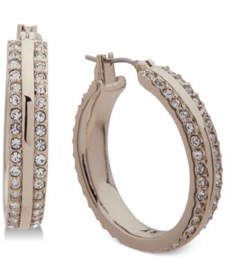 DKNY - Gold-Tone Pav&eacute; Hoop Earrings