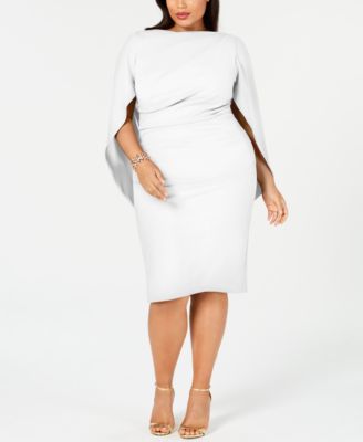 Betsy & Adam - Plus Size Ruched Cape Dress