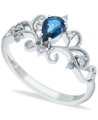Macy's - Sapphire (1/2 ct. t.w.) and Diamonds (1/8  ct. t.w.) Ring Set in 14k White Gold