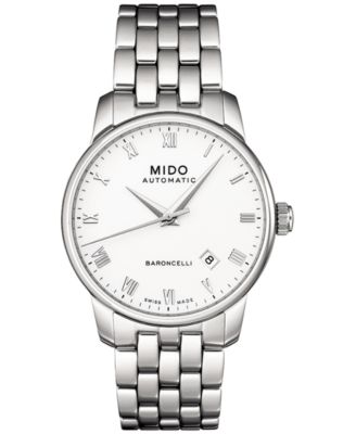 Mido - Men's Swiss Automatic Baroncelli Stainless Steel Bracelet Watch 38mm