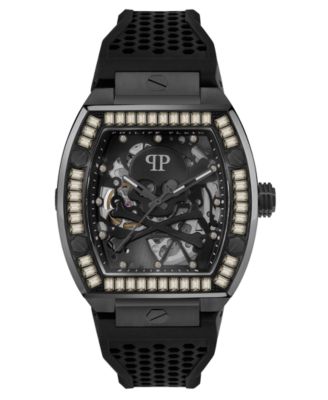 Philipp Plein - Men's Automatic The Keleton Black Silicone Strap Watch 44mm