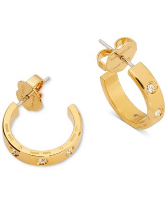 kate spade new york - Gold-Tone Small Pav&eacute; Huggie Hoop Earrings, 1"