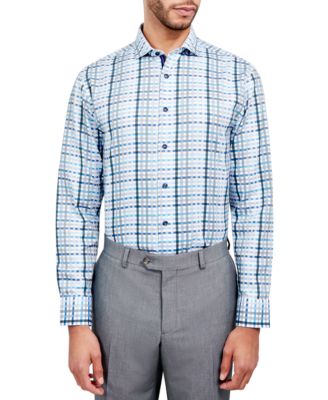 MICHELSONS OF LONDON - Men's Regular-Fit Dobby Plaid Dress Shirt