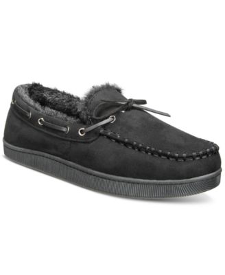 Club Room - Men's Faux-Suede Moccasin Slippers with Faux-Fur Lining