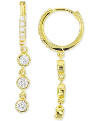 Macy's - Cubic Zirconia Bezel Dangle Drop Earrings in 14k Gold-Plated Sterling Silver