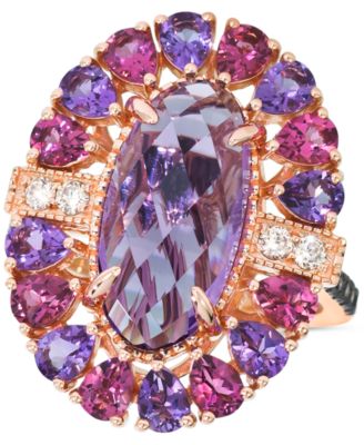 Le Vian - Grape Amethyst (5-3/4 ct. t.w.), Passion Fruit Tourmaline (1 ct. t.w.) & Diamond (1/4 ct. t.w.) Oval Statement Ring in 14k Rose Gold