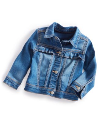 First Impressions - Baby Girls Ruffled-Trim Denim Jacket