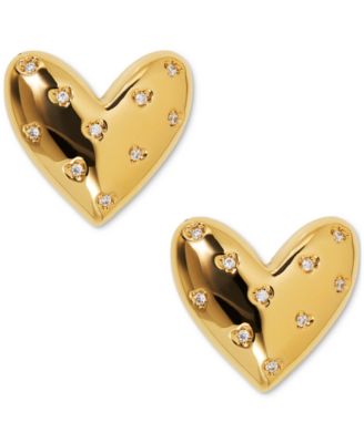 AJOA - 18k Gold-Plated Pav&eacute; Heart Stud Earrings