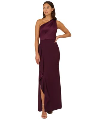 Adrianna Papell - Petite One-Shoulder Satin Gown