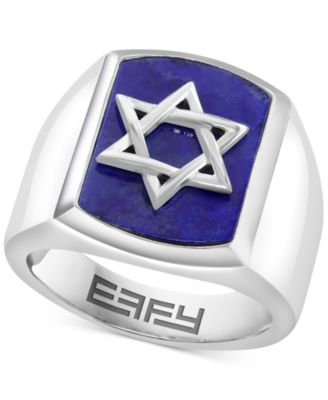 EFFY Collection - Men's Lapis Lazuli & Star of David Polished Ring in Sterling Silver