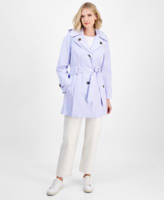 London Fog - Women's Single-Breasted Hooded Belted Trench Coat
