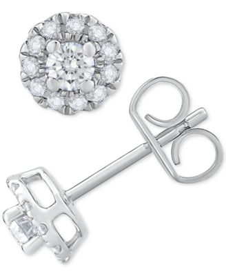 Macy's - Diamond Round Halo Stud Earrings in 14k White Gold (1/3-1 ct. t.w.)