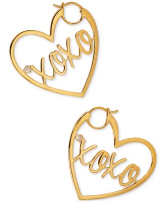 AJOA - 18k Gold-Plated XOXO Heart Hoop Earrings